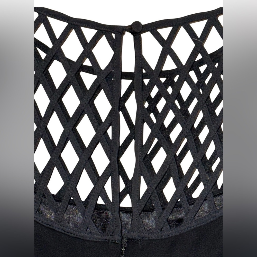 White House Black Market Dress LBD Sheer Sleeves Long Sleeve Cocktail Party Sz 4 - Picture 9 of 10